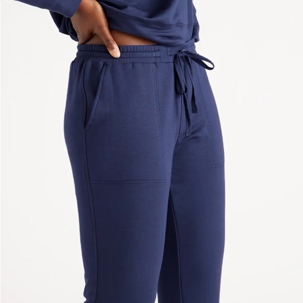 NWT Quince Navy Super Soft Fleece Drawstring Joggers - Picture 4 of 9